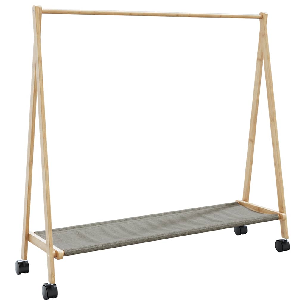 Klesstativ med hyller og hjul 106x34x106,5 cm bambus vidaXL