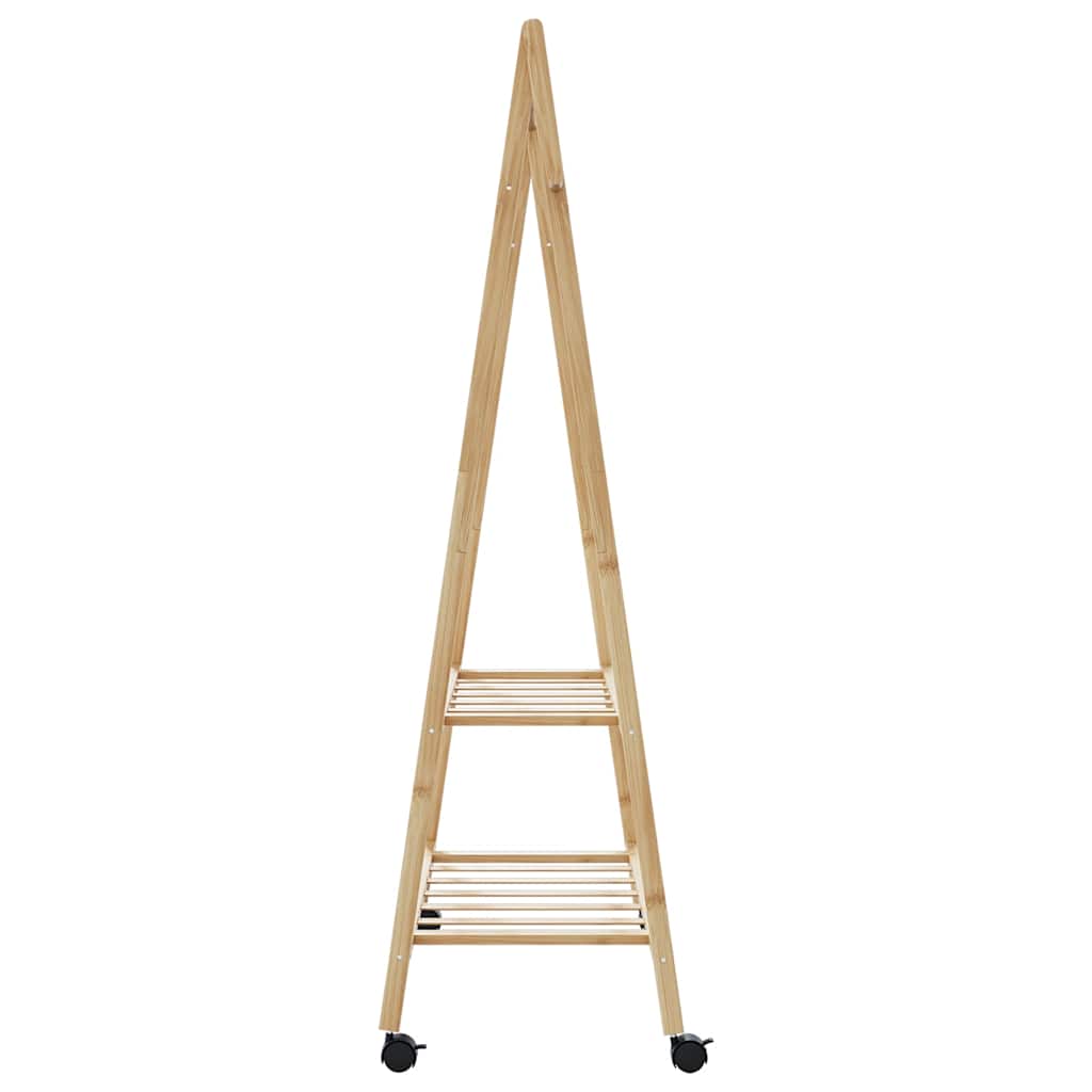 Klesstativ med hyller og hjul 96x45,5x155,5 cm bambus vidaXL