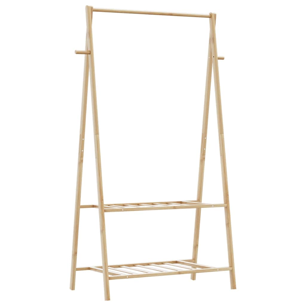 Klesstativ med hyller 96x45,5x150,5 cm bambus vidaXL