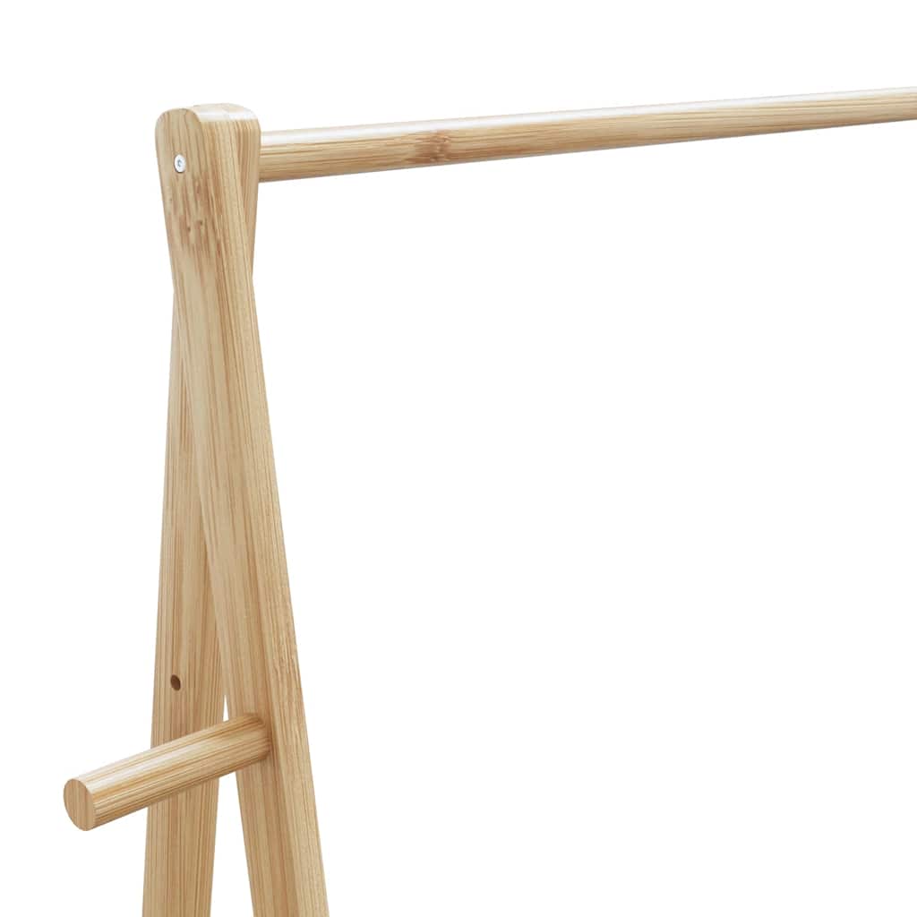 Klesstativ med hyller og hjul 132x45,5x155,5 cm bambus