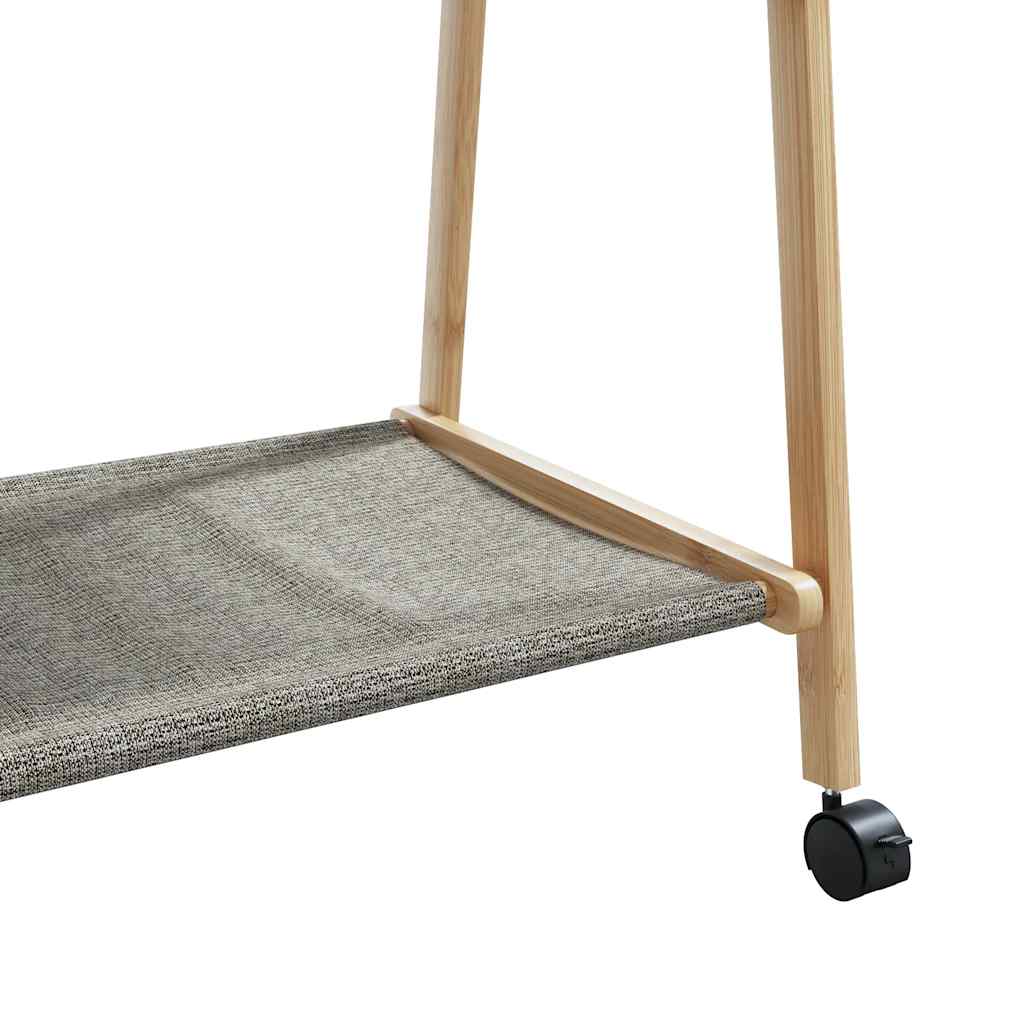 Klesstativ med hyller og hjul 132x45,5x155,5 cm bambus