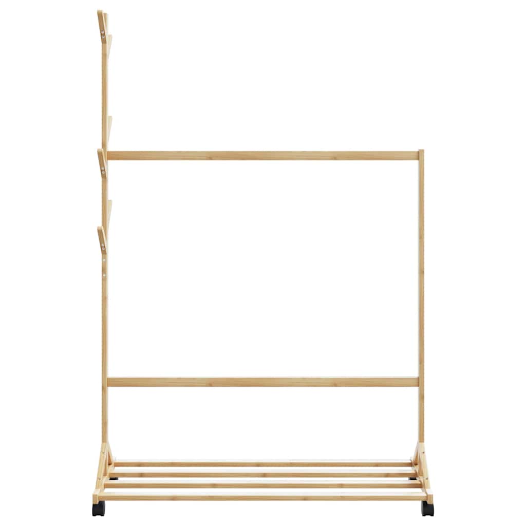 Klesstativ med kroker og hjul 100x35x157 cm bambus