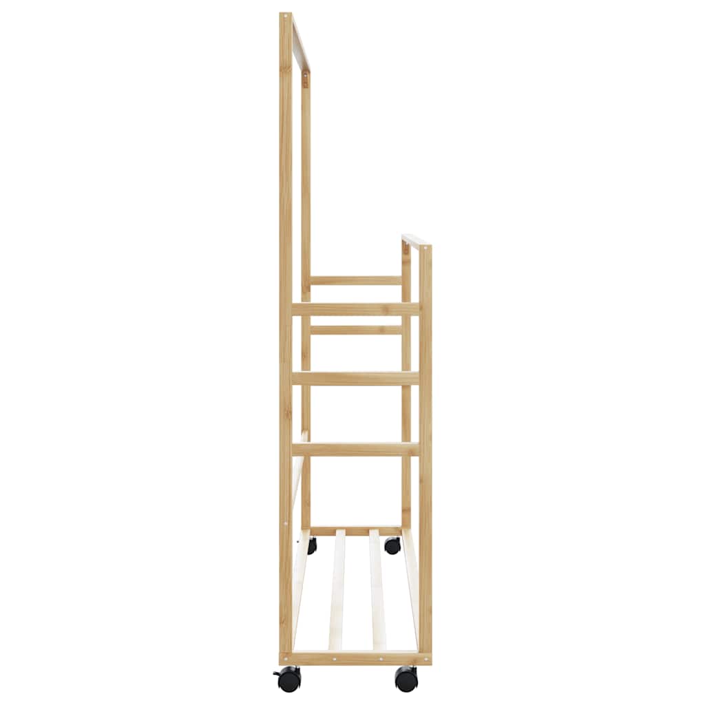 Klesstativ med hyller og hjul 90x35x155 cm bambus vidaXL