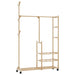 Klesstativ med hyller og hjul 100x38x175,5 cm bambus vidaXL