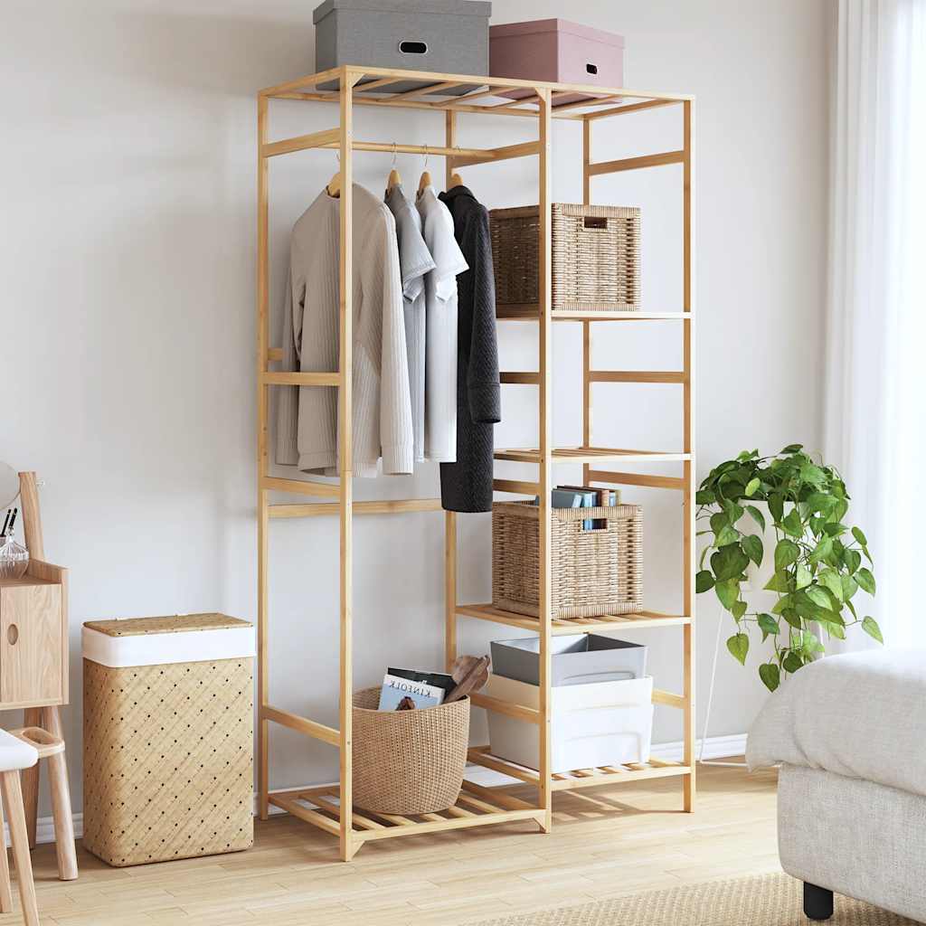 Klesstativ med hyller 100x50x184,5 cm bambus