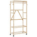 Klesstativ med hyller og hjul 90x40x179,5 cm bambus