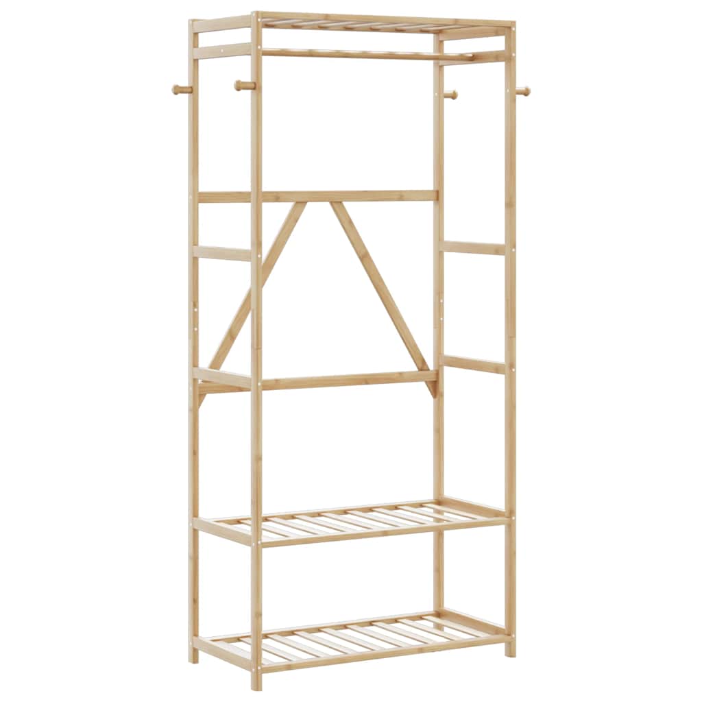 Klesstativ med hyller 80x40x175 cm bambus