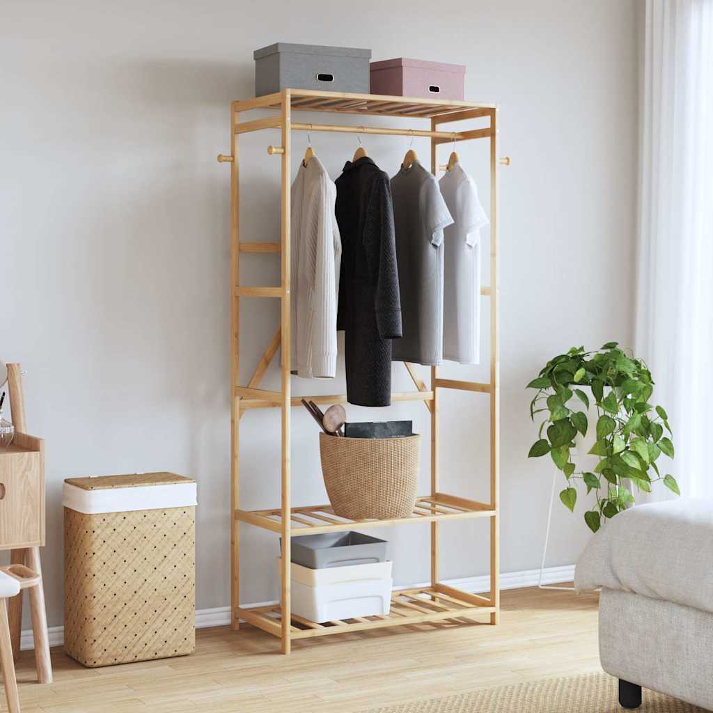 Klesstativ med hyller 80x40x175 cm bambus