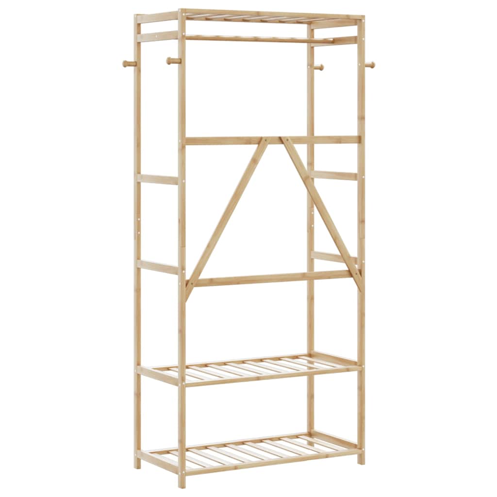 Klesstativ med hyller 80x40x175 cm bambus