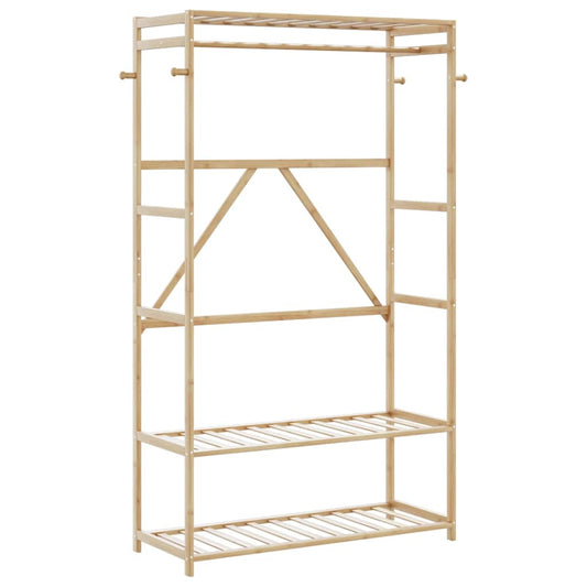 Klesstativ med hyller 110x40x175 cm bambus