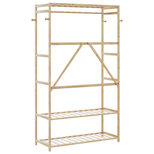 Klesstativ med hyller 110x40x175 cm bambus