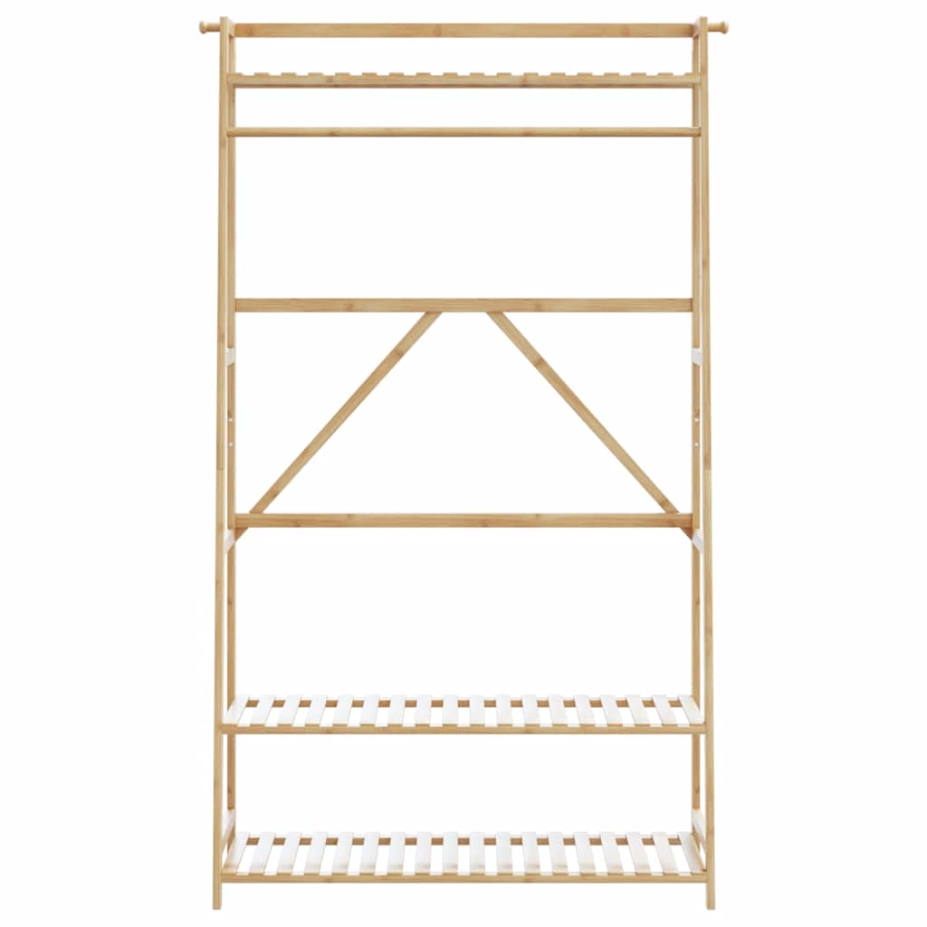 Klesstativ med hyller 110x40x180 cm bambus
