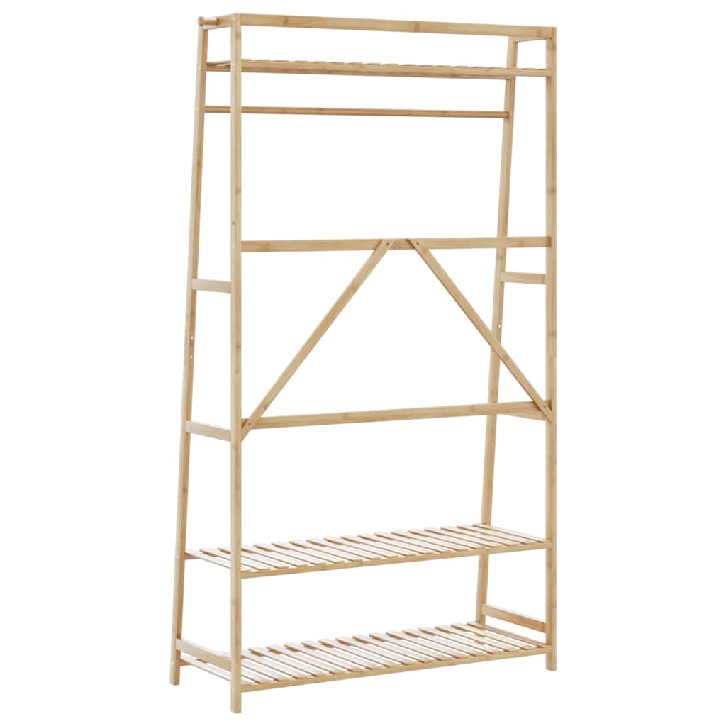 Klesstativ med hyller 110x40x180 cm bambus