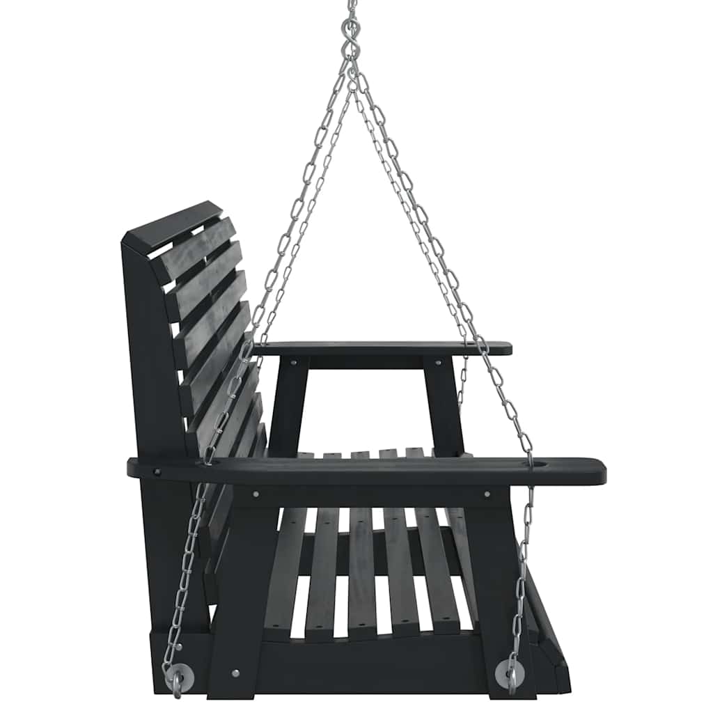 Hagebenk med metallkjeder svart heltre gran vidaXL