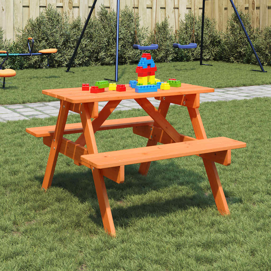 Piknikbord for 4 barn med parasollhull heltre gran vidaXL
