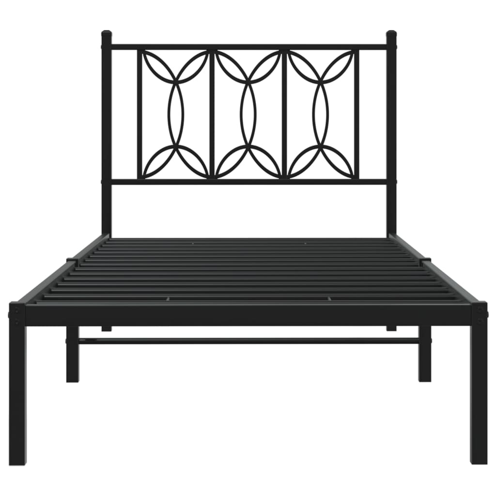 Sengeramme i metall med hodegavl svart 90x200 cm