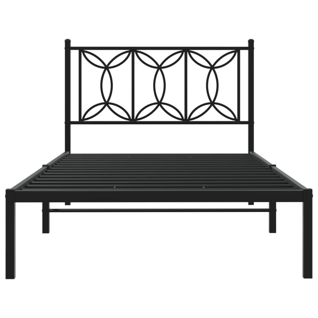 Sengeramme i metall med hodegavl svart 100x200 cm