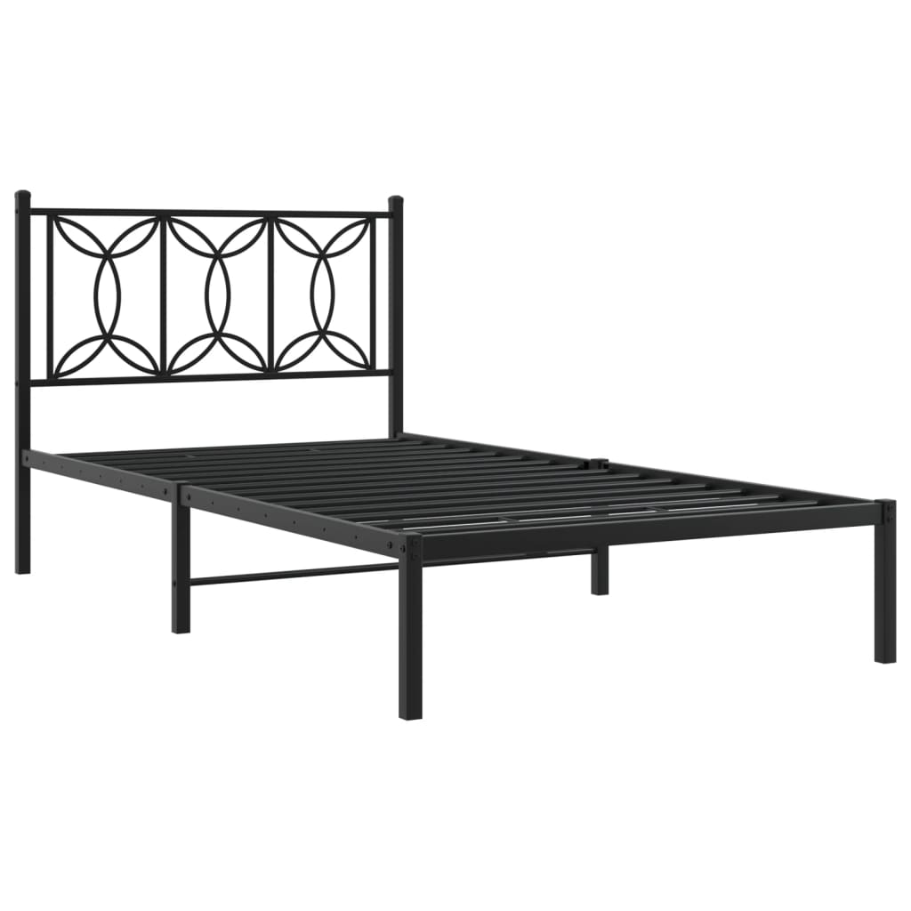 Sengeramme i metall med hodegavl svart 107x203 cm