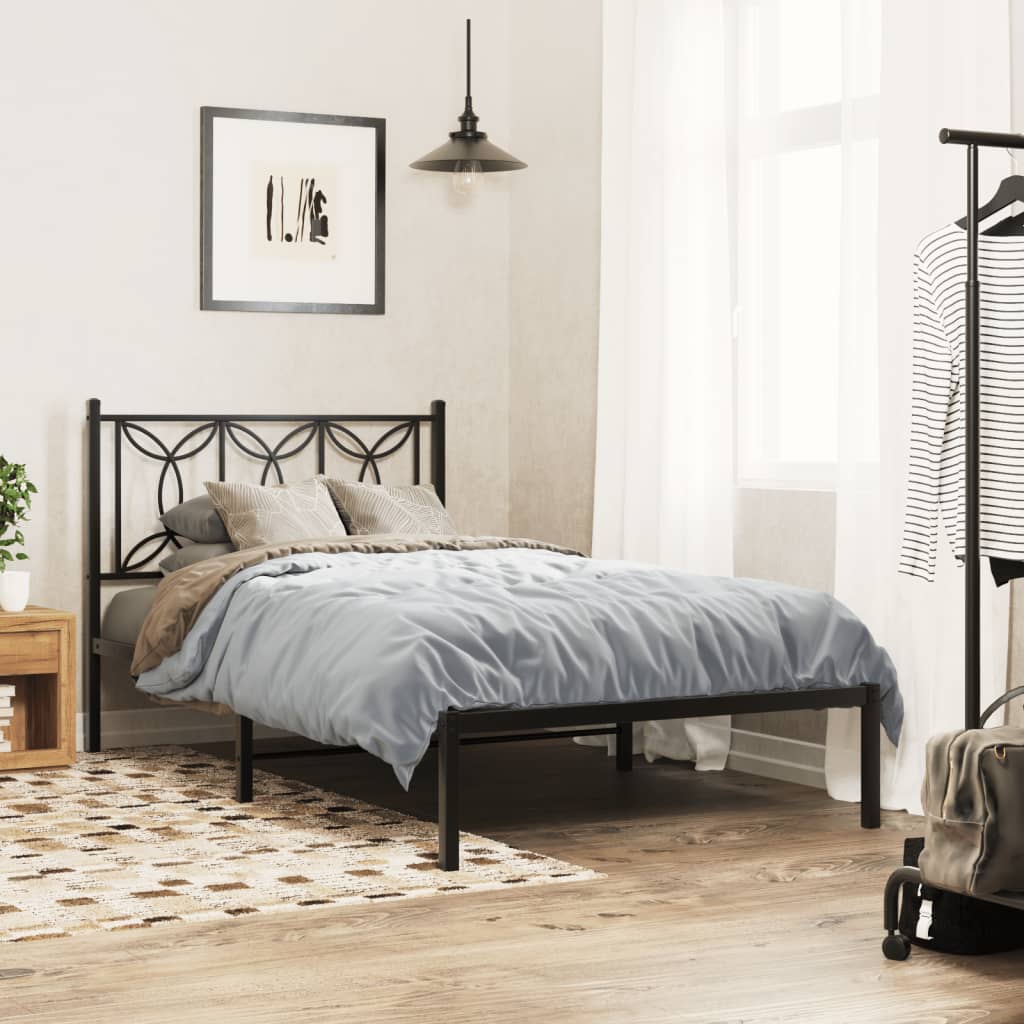 Sengeramme i metall med hodegavl svart 107x203 cm