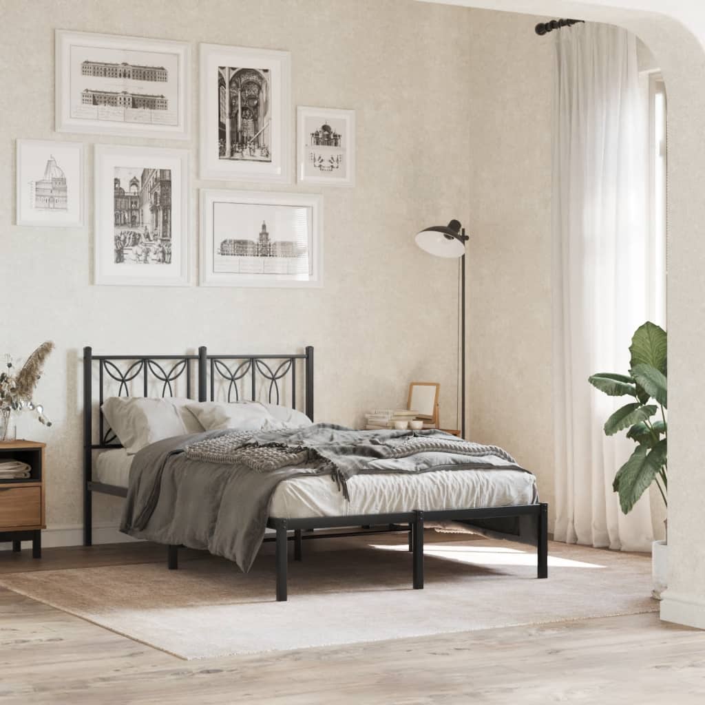 Sengeramme i metall med hodegavl svart 120x190 cm
