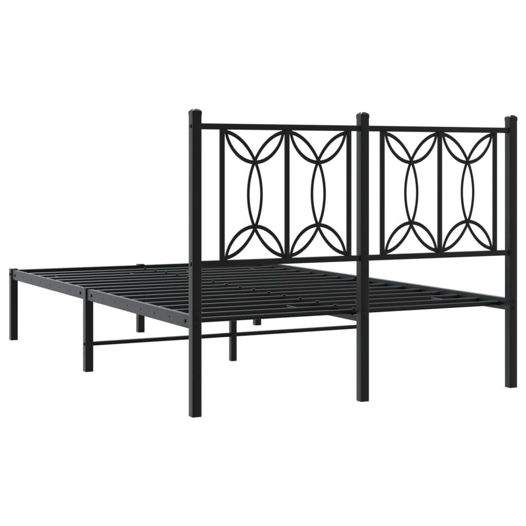 Sengeramme i metall med hodegavl svart 120x190 cm