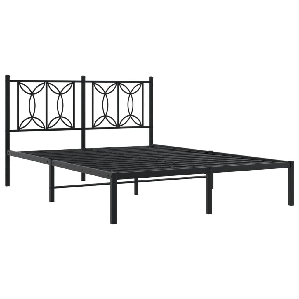 Sengeramme i metall med hodegavl svart 135x190 cm