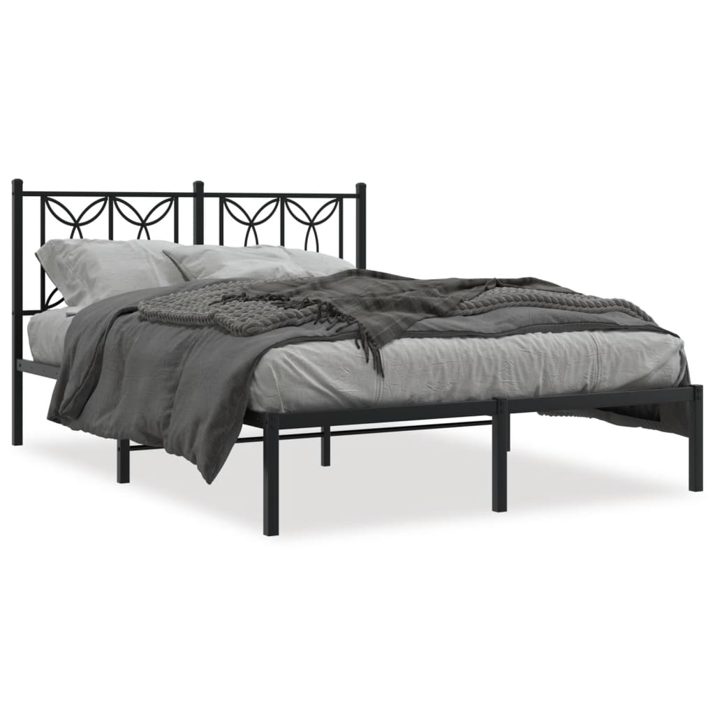 Sengeramme i metall med hodegavl svart 135x190 cm