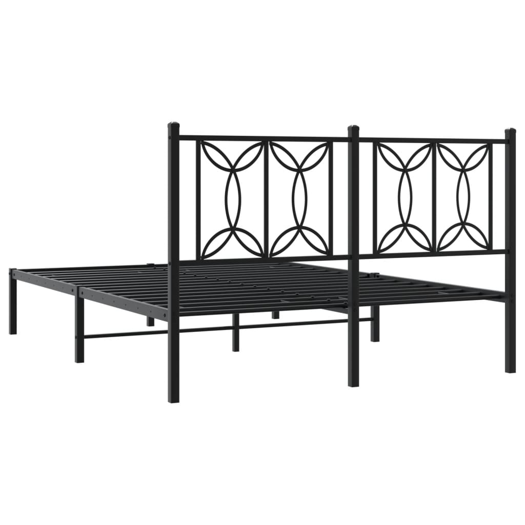Sengeramme i metall med hodegavl svart 140x190 cm