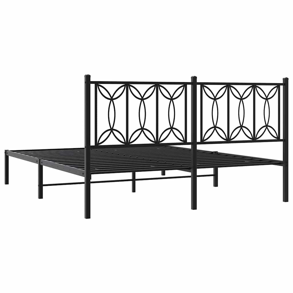 Sengeramme i metall med hodegavl svart 160x200 cm