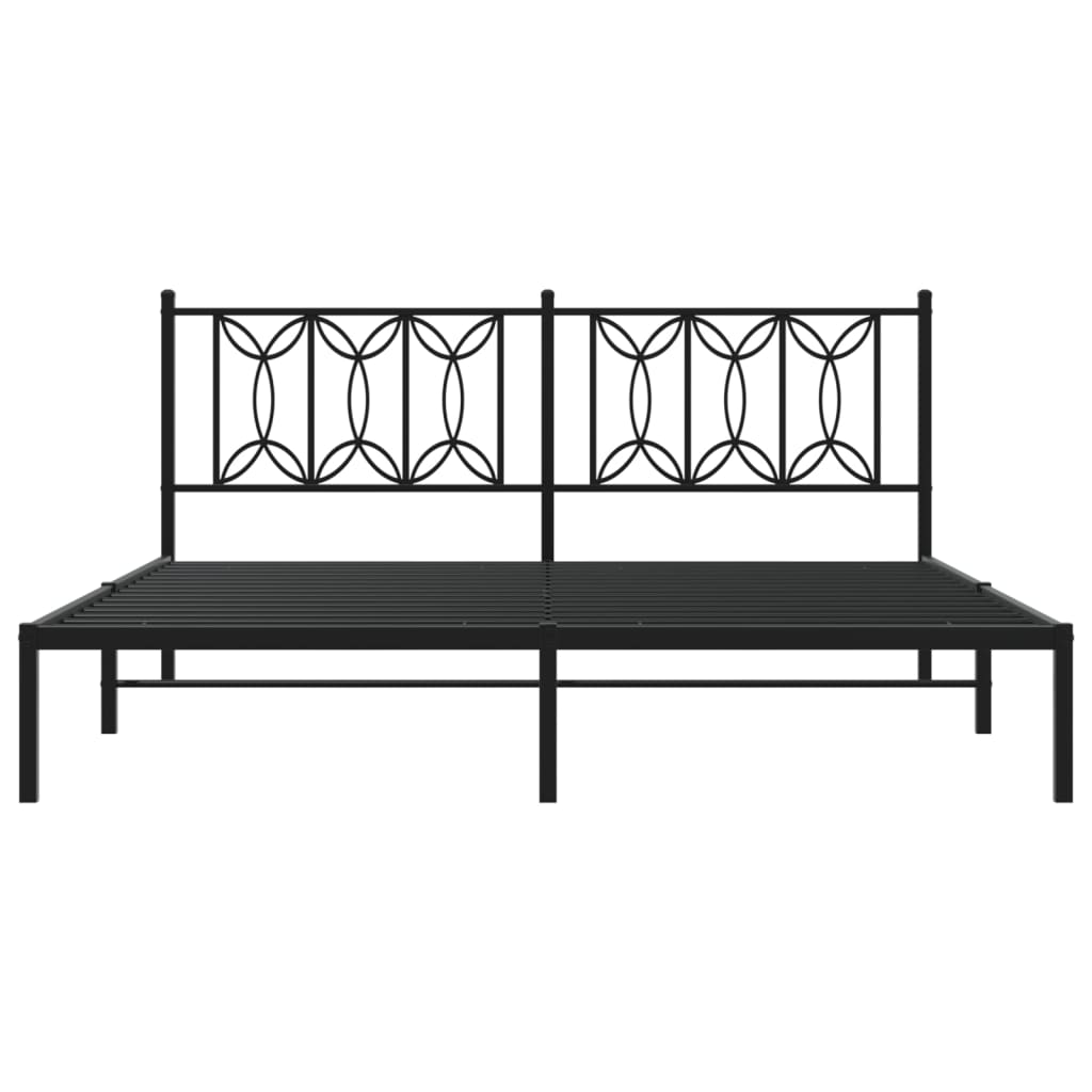 Sengeramme i metall med sengegavl svart 180x200 cm