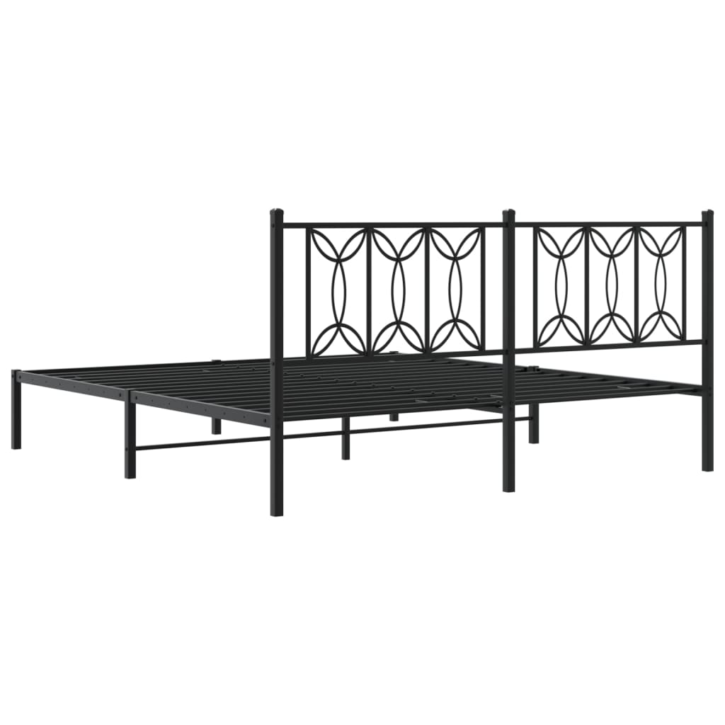 Sengeramme i metall med sengegavl svart 180x200 cm