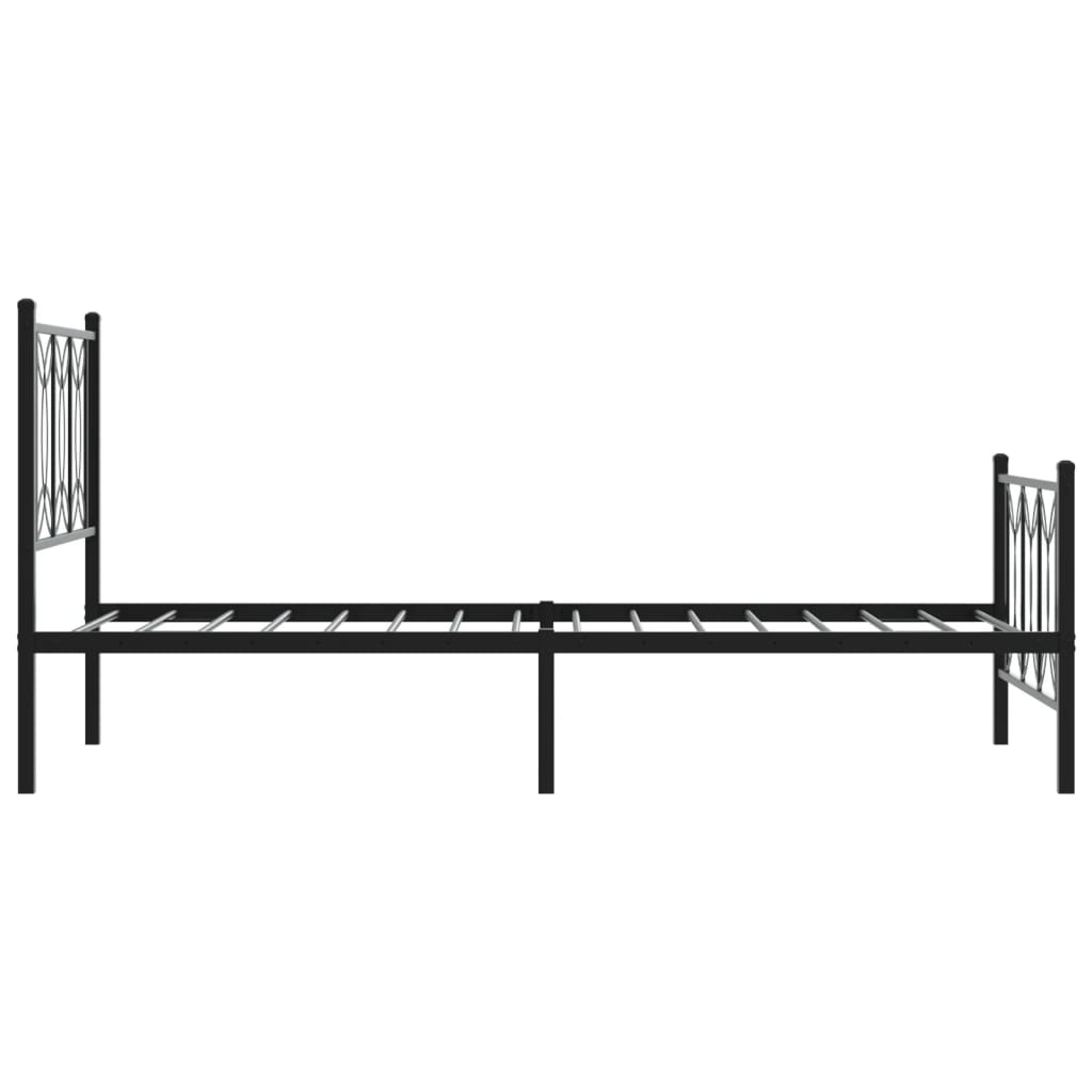 Sengeramme i metall med hode- og fotgavl svart 75x190 cm