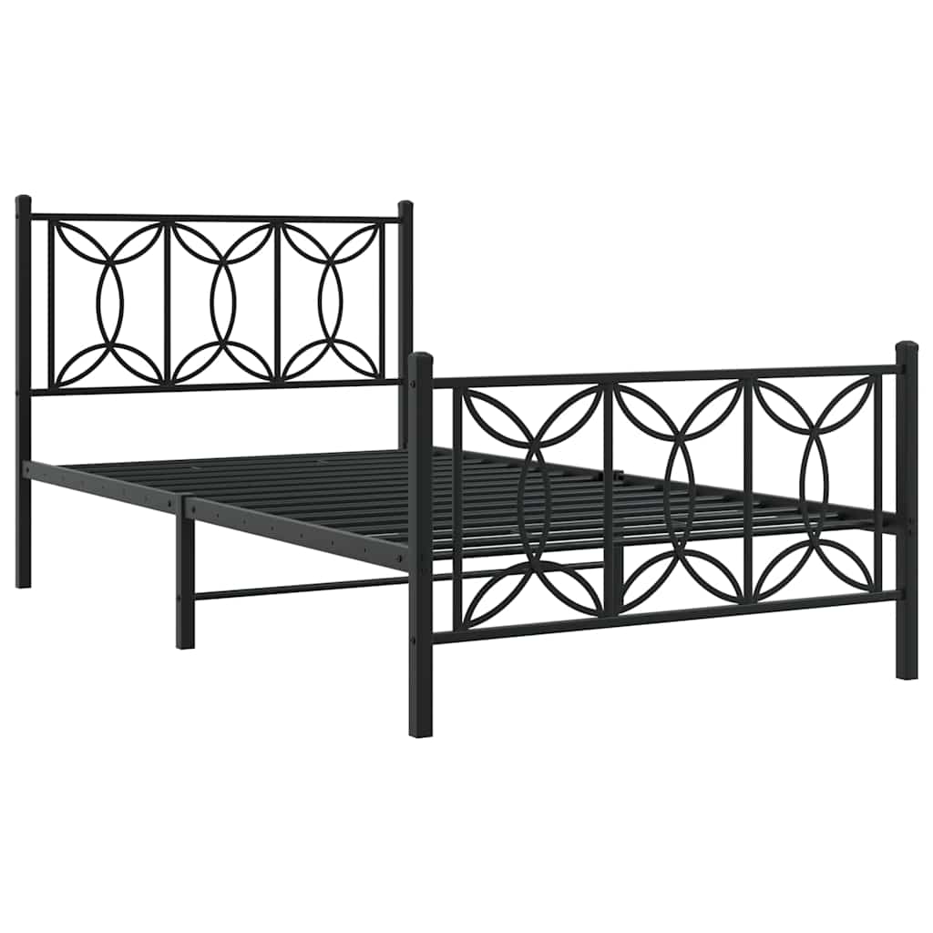 Sengeramme i metall med hode- og fotgavl svart 100x200 cm