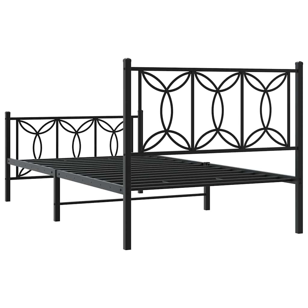 Sengeramme i metall med hode- og fotgavl svart 100x200 cm