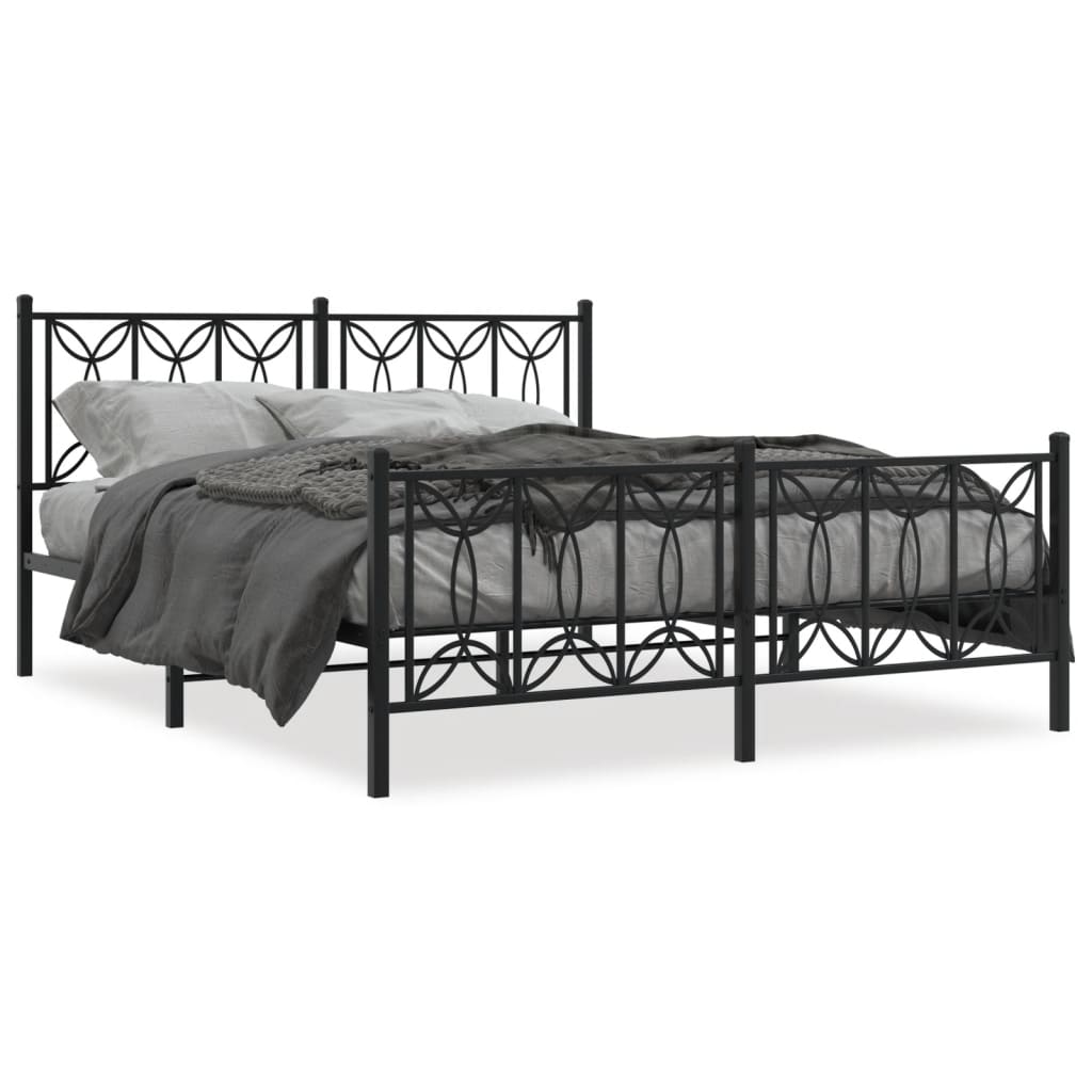 Sengeramme i metall med hode- og fotgavl svart 150x200 cm