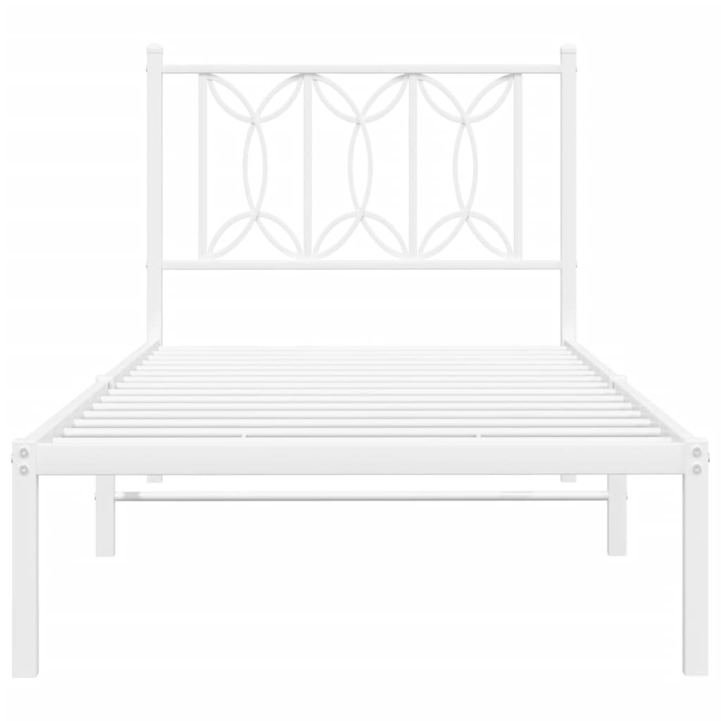 Sengeramme i metall uten madrass med hodegavl hvit 75x190 cm