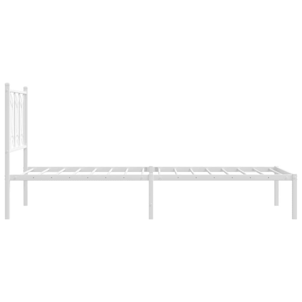 Sengeramme i metall uten madrass med hodegavl hvit 75x190 cm