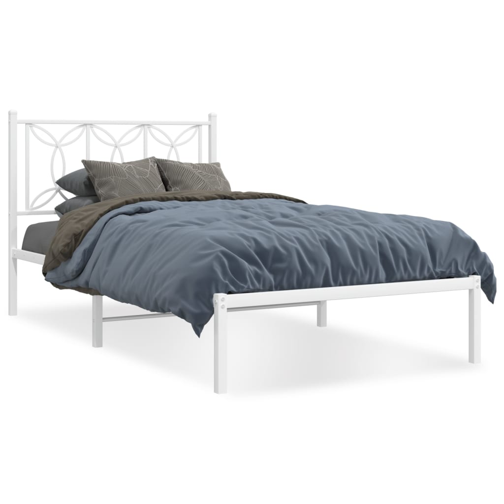 Sengeramme i metall med hodegavl hvit 100x190 cm vidaXL