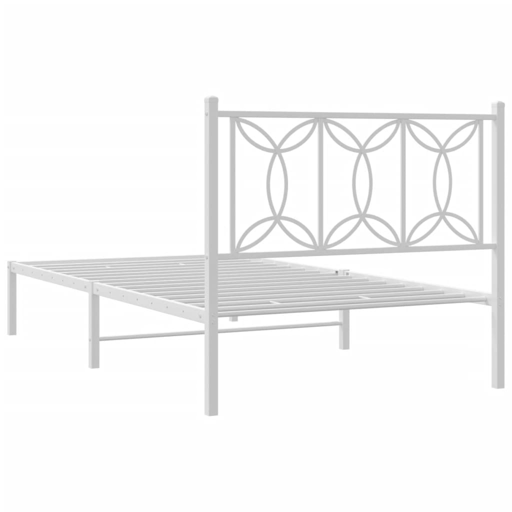 Sengeramme i metall med hodegavl hvit 100x190 cm vidaXL