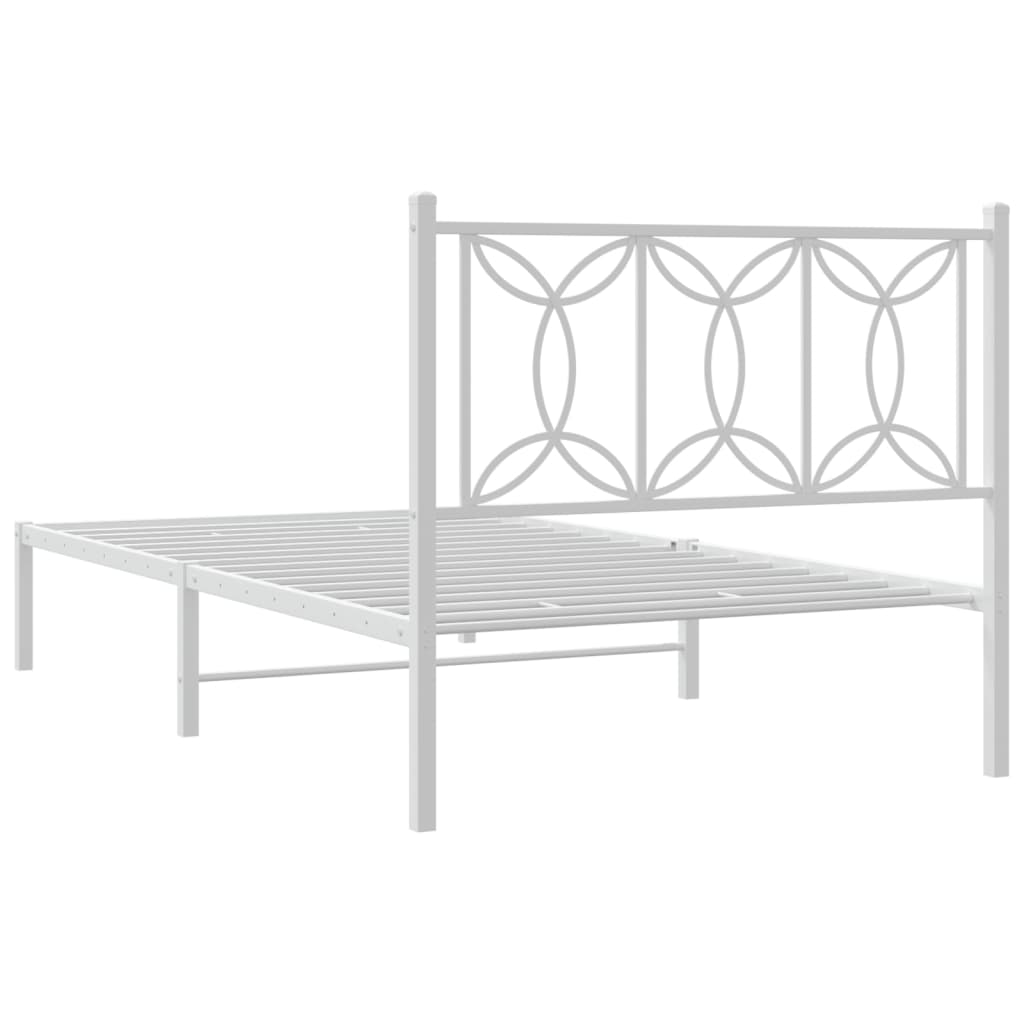 Sengeramme i metall med hodegavl hvit 100x200 cm vidaXL