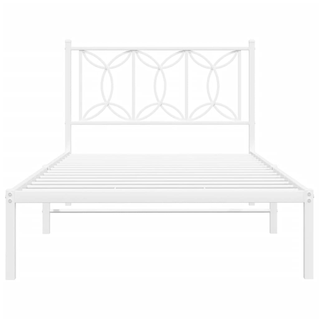 Sengeramme i metall med hodegavl hvit 107x203 cm