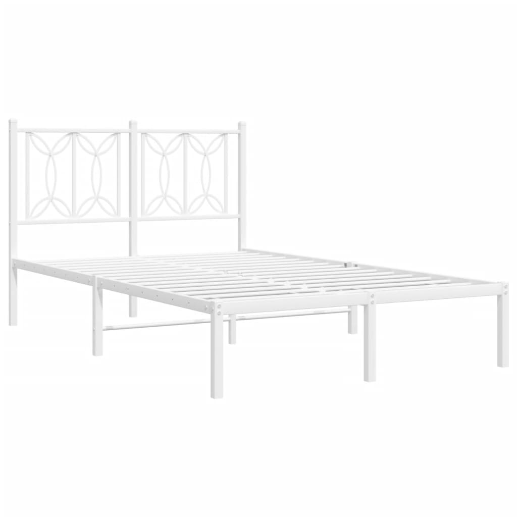 Sengeramme i metall med hodegavl hvit 120x190 cm