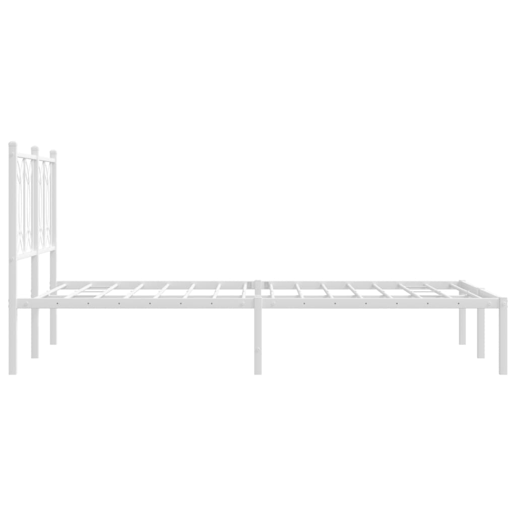 Sengeramme i metall med hodegavl hvit 120x190 cm