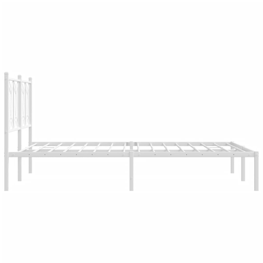 Sengeramme i metall med hodegavl hvit 135x190 cm