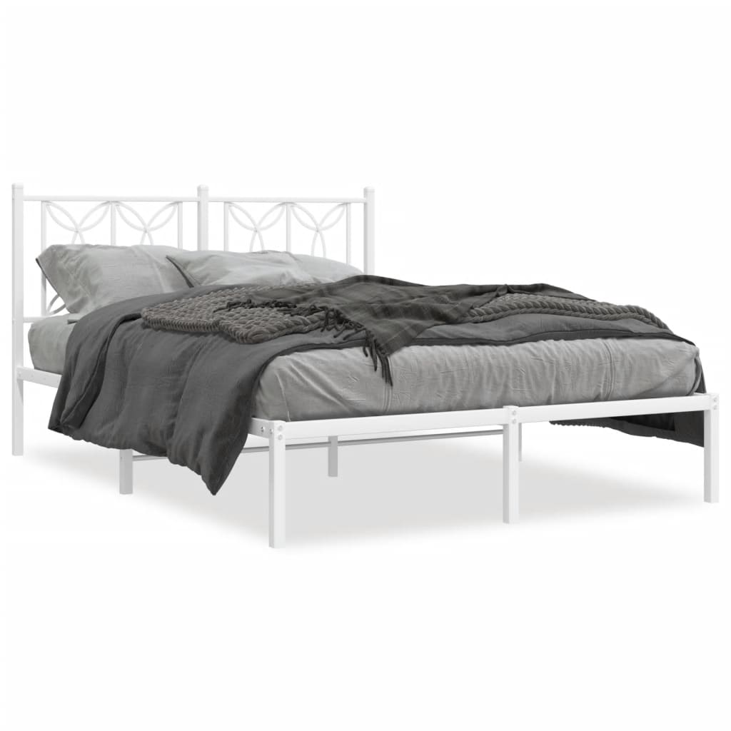 Sengeramme i metall med hodegavl hvit 140x190 cm