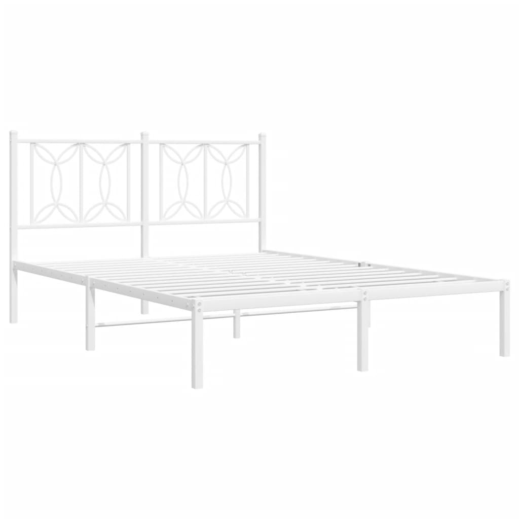 Sengeramme i metall med hodegavl hvit 140x190 cm