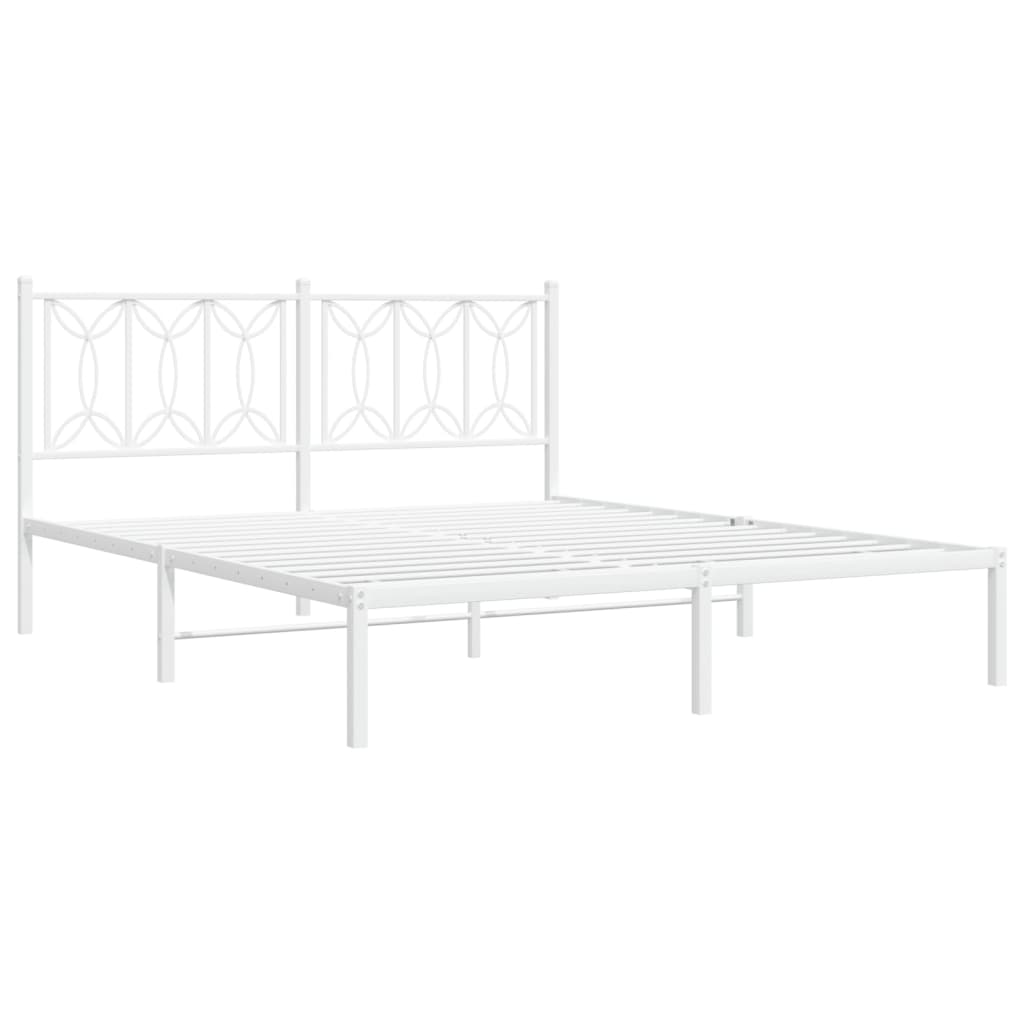 Sengeramme i metall med sengegavl hvit 160x200 cm