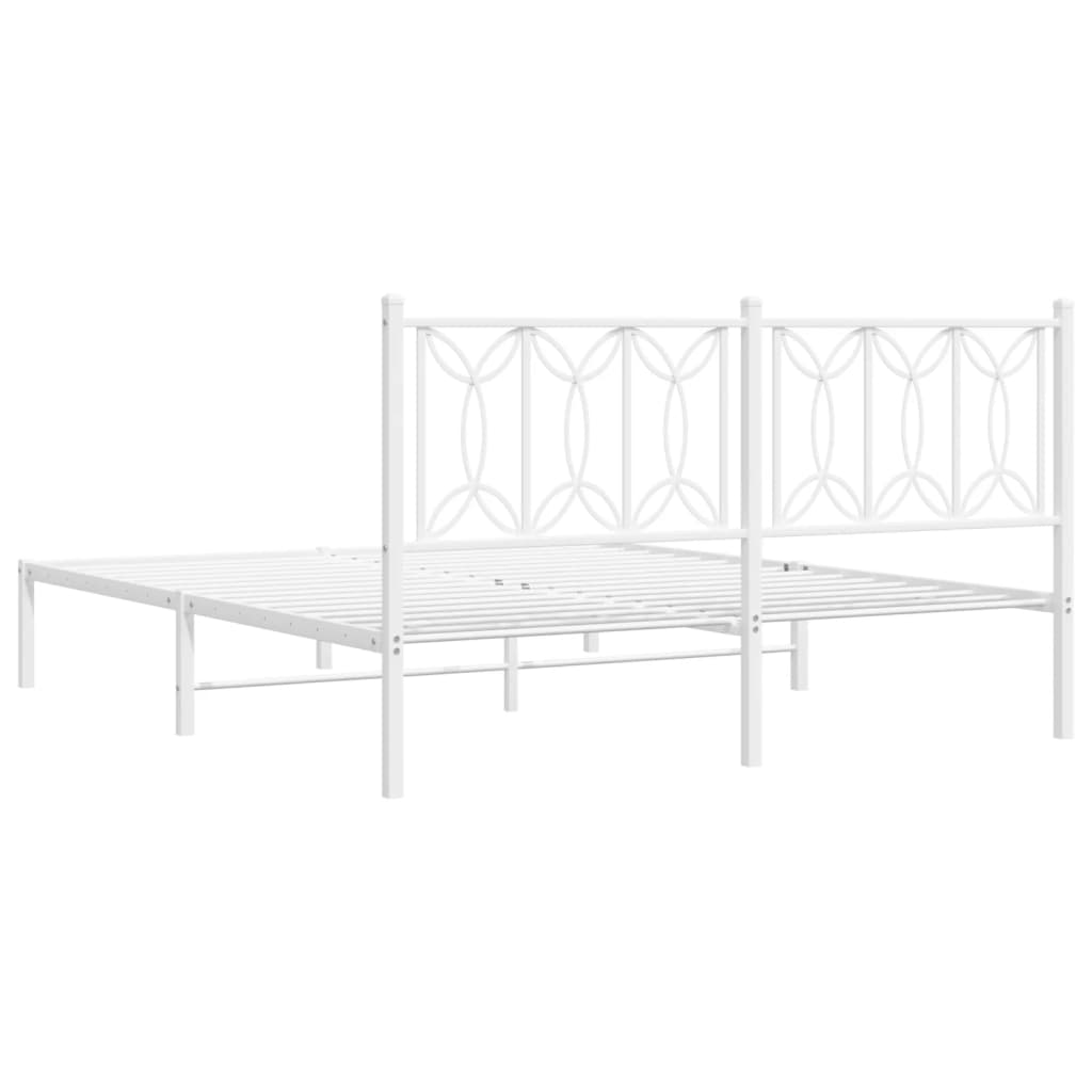 Sengeramme i metall med sengegavl hvit 160x200 cm