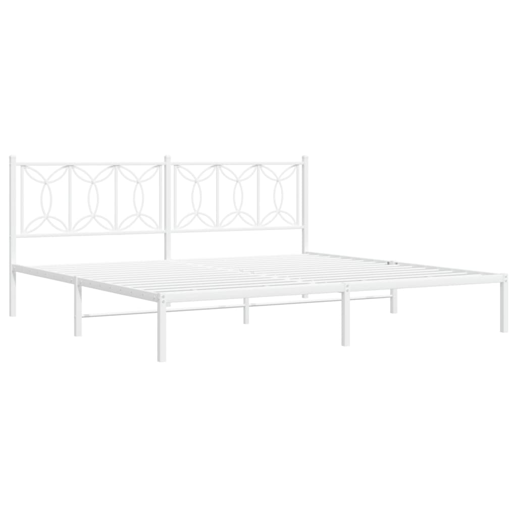 Sengeramme i metall med hodegavl hvit 193x203 cm