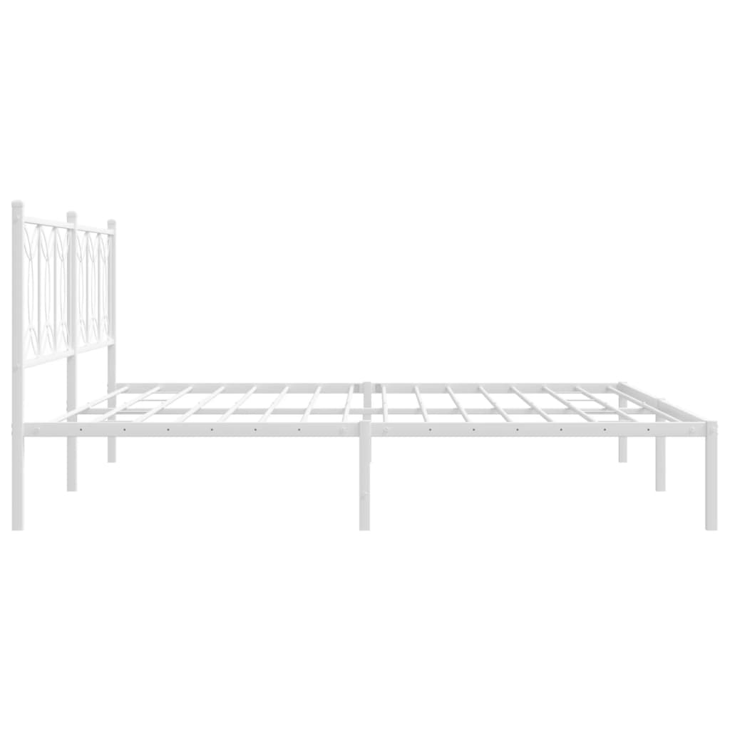 Sengeramme i metall med sengegavl hvit 200x200 cm